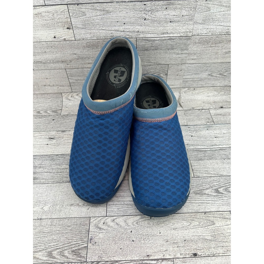 Merrell Tahoe Women Sz 8 Blue Mesh Slip On Mules Clogs Air Cushion J22162